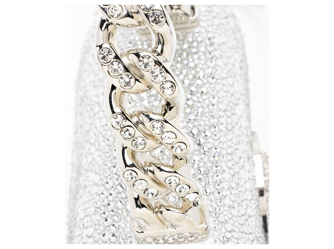 Versace La Medusa Mini Top Handle aus Satin mit Kristallbesatz Silber Metallisch - Ansicht 10