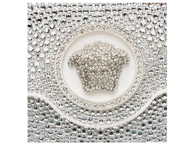 Versace La Medusa Mini Top Handle aus Satin mit Kristallbesatz Silber Metallisch - Ansicht 9