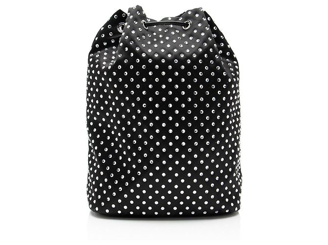 Prada Re-Nylon Crystal Embellished Drawstring Pouch Black - view 3