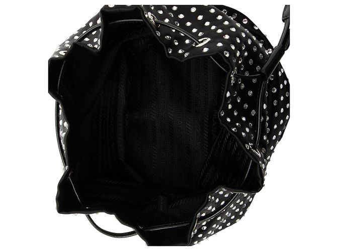 Prada Re-Nylon Crystal Embellished Drawstring Pouch Black - view 5