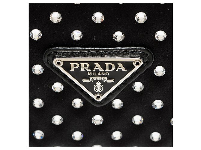 Prada Re-Nylon Crystal Embellished Drawstring Pouch Black - view 7