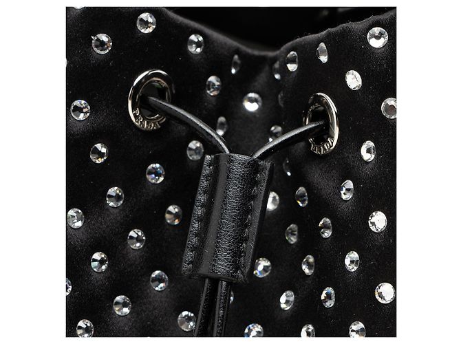 Prada Re-Nylon Crystal Embellished Drawstring Pouch Black - view 8