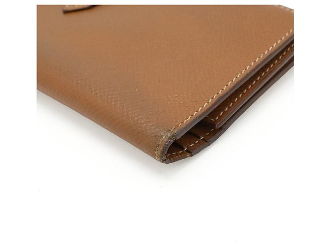 Hermès Hermes Bearn 2 Plis Dreifach-Geldbörse aus Leder Metallisch Bronze - Ansicht 3