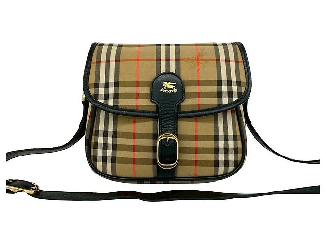 Borsa a tracolla in tela e pelle Burberry Marrone - vista 2