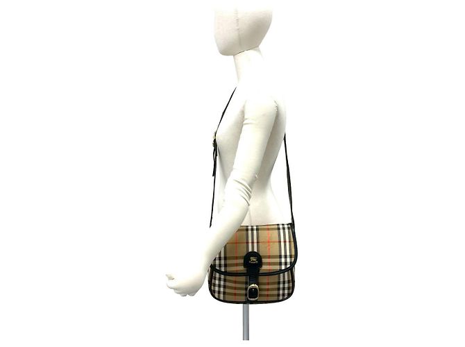 Borsa a tracolla in tela e pelle Burberry Marrone - vista 3