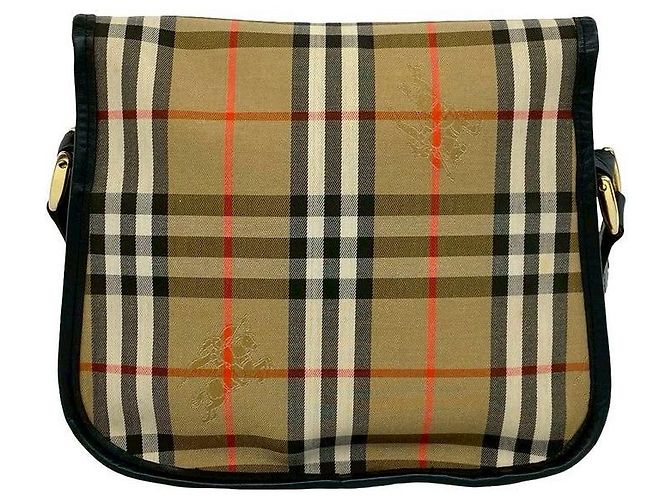 Borsa a tracolla in tela e pelle Burberry Marrone - vista 4