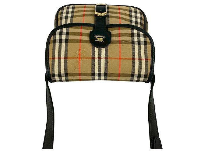 Borsa a tracolla in tela e pelle Burberry Marrone - vista 5