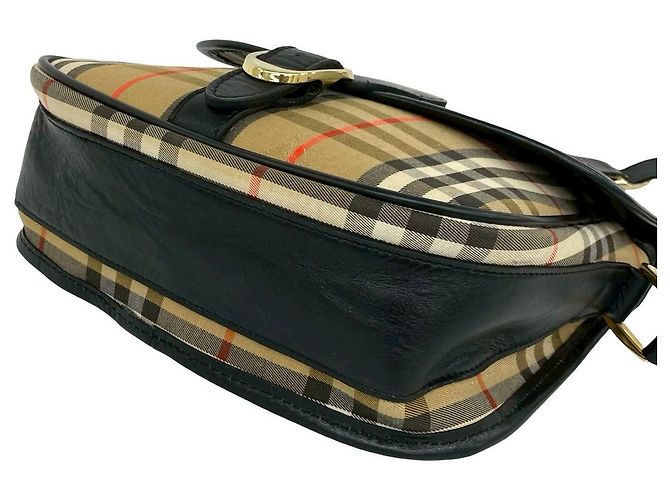 Borsa a tracolla in tela e pelle Burberry Marrone - vista 9