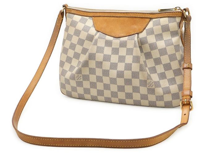 Borsa a tracolla Louis Vuitton Siracusa Damier Azur Marrone Beige - vista 2