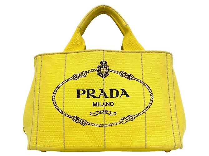 Prada Canapa Canvas 2way Tasche Gelb - Ansicht 2