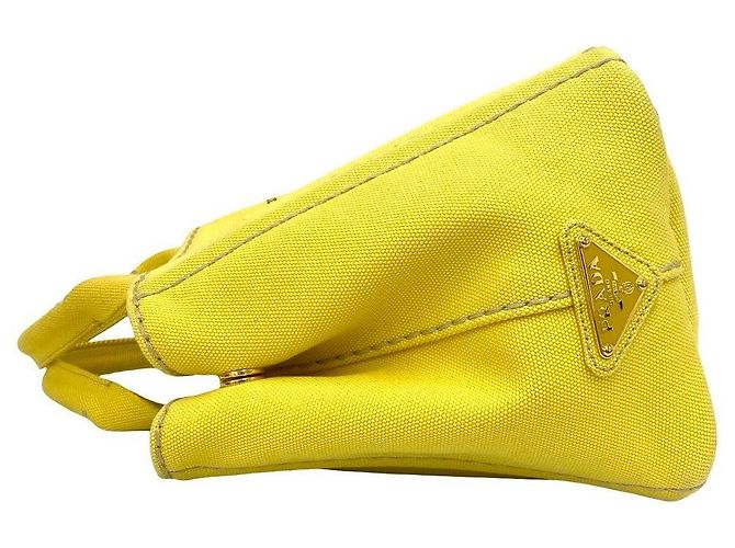 Prada Canapa Canvas 2way Tasche Gelb - Ansicht 6