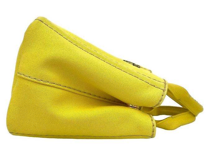 Prada Canapa Canvas 2way Tasche Gelb - Ansicht 7