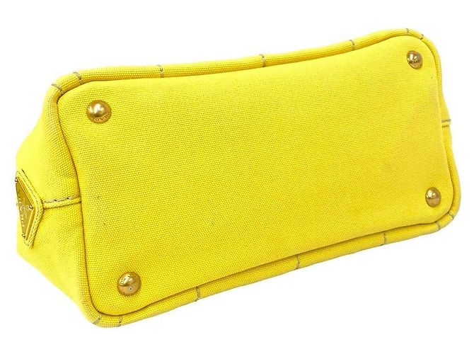Prada Canapa Canvas 2way Tasche Gelb - Ansicht 8