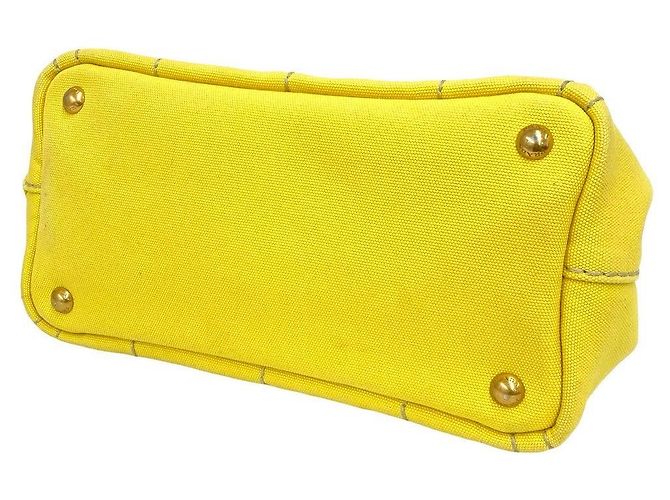 Prada Canapa Canvas 2way Tasche Gelb - Ansicht 9