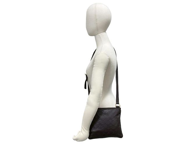 Borsa a tracolla in pelle Gucci Guccissima Marrone - vista 3
