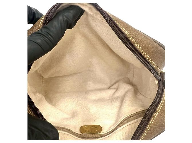 Mini borsa a tracolla in pelle e PVC Gucci Metallico Bronzo - vista 10