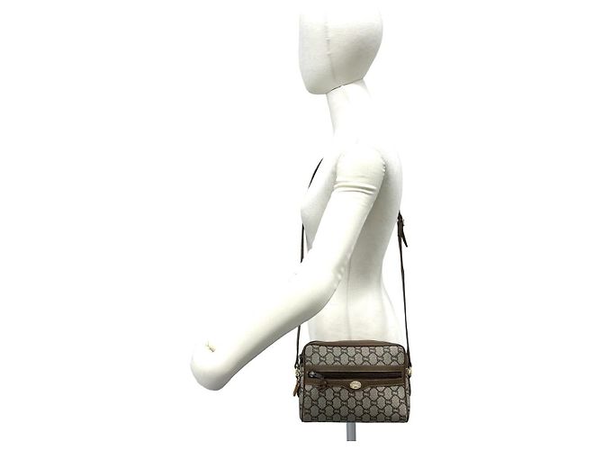 Mini borsa a tracolla in pelle e PVC Gucci Metallico Bronzo - vista 3