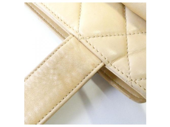 Bolso de hombro Chanel de piel de cordero Castaño Beige - vista 8