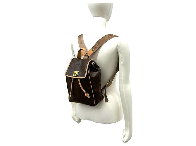 Céline Zaino CELINE Macadam Triomphe in PVC e pelle Marrone - vista 3