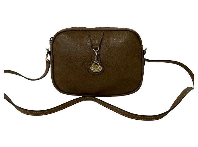 Mini bolsa de ombro em couro Gucci Marrom - vista 2