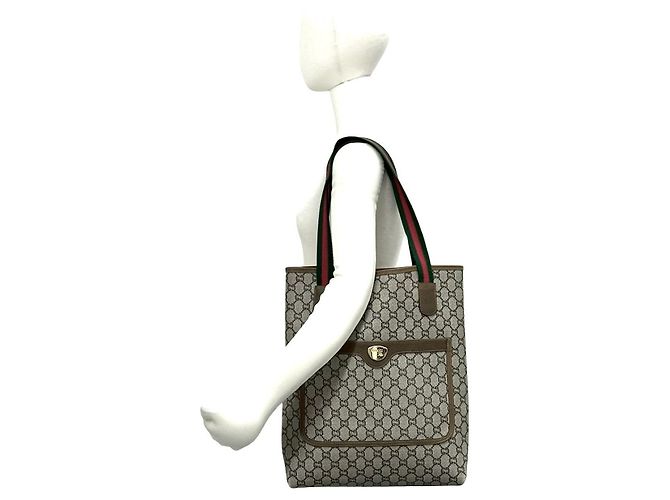 Borsa Tote Gucci in pelle e PVC Marrone - vista 3
