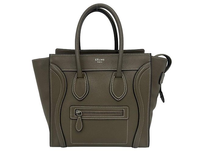 Céline Celine Luggage Micro Shopper Lederhandtasche Braun Beige - Ansicht 2