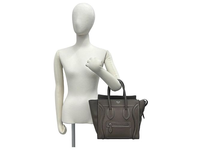 Céline Celine Luggage Micro Shopper Lederhandtasche Braun Beige - Ansicht 3