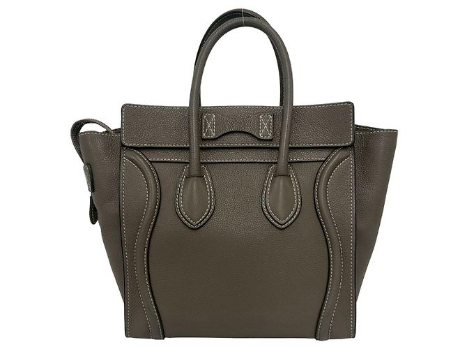 Céline Celine Luggage Micro Shopper Lederhandtasche Braun Beige - Ansicht 4