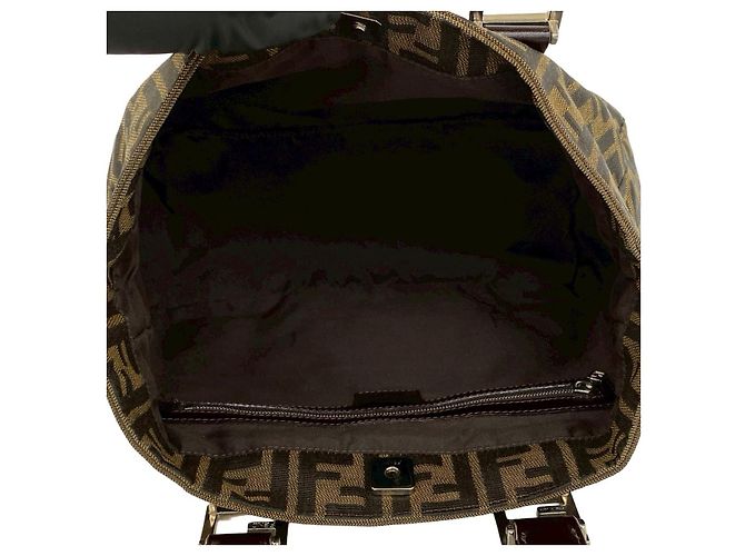 Zucchino Fendi FF Logo Canvas Leder Handtasche Braun - Ansicht 10