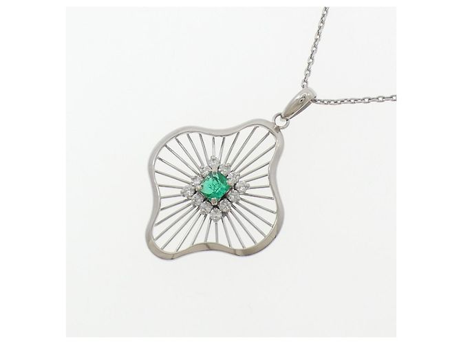 Autre Marque Collana con smeraldo e diamanti in Pt900/Pt850 Verde - vista 3