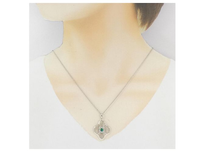 Autre Marque Collana con smeraldo e diamanti in Pt900/Pt850 Verde - vista 6