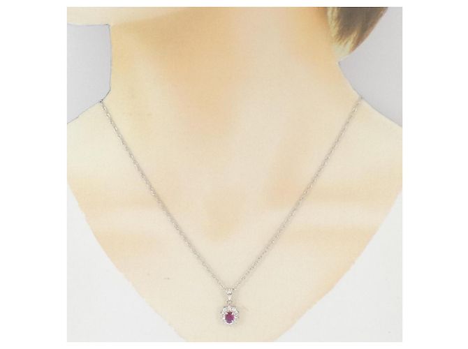 Autre Marque Collana con Diamanti e Rubino PT850 Rosso - vista 6
