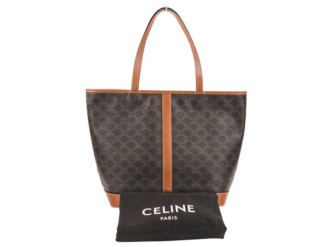 Céline Bolsa Tote Cabas Triomphe Medium Celine Marrom Preto - vista 10