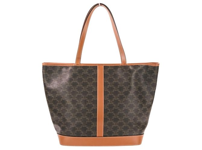 Céline Bolsa Tote Cabas Triomphe Medium Celine Marrom Preto - vista 2