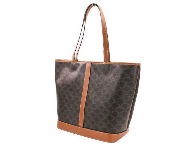 Céline Bolsa Tote Cabas Triomphe Medium Celine Marrom Preto - vista 6