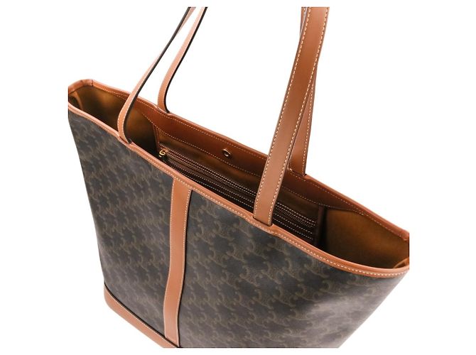 Céline Bolsa Tote Cabas Triomphe Medium Celine Marrom Preto - vista 7
