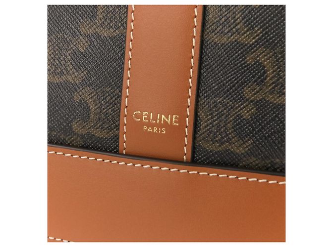 Céline Bolsa Tote Cabas Triomphe Medium Celine Marrom Preto - vista 8