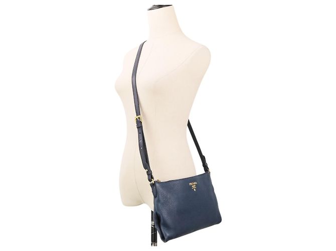 Borsa a tracolla Prada Vit.Daino in pelle Blu navy - vista 11