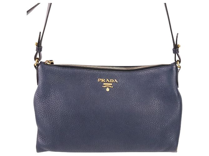 Borsa a tracolla Prada Vit.Daino in pelle Blu navy - vista 2