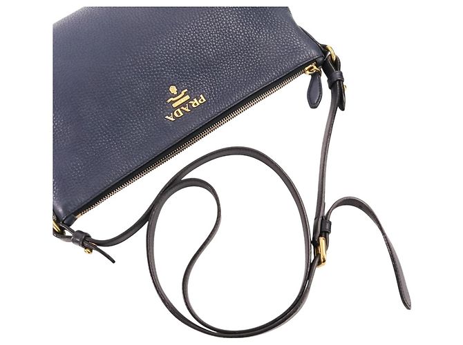 Borsa a tracolla Prada Vit.Daino in pelle Blu navy - vista 6