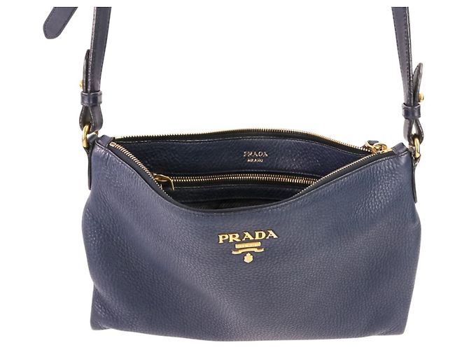 Borsa a tracolla Prada Vit.Daino in pelle Blu navy - vista 7