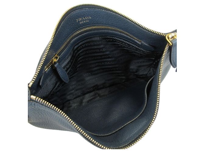 Borsa a tracolla Prada Vit.Daino in pelle Blu navy - vista 9