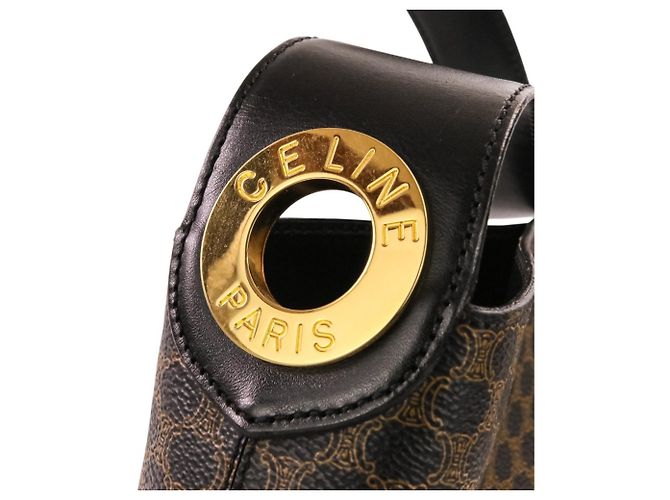 Céline Celine Vintage Macadam Schultertasche Braun Schwarz - Ansicht 6