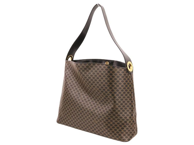Céline Celine Vintage Macadam Schultertasche Braun Schwarz - Ansicht 8