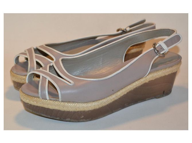 Sandali Sergio Rossi in pelle con zeppa Beige - vista 2
