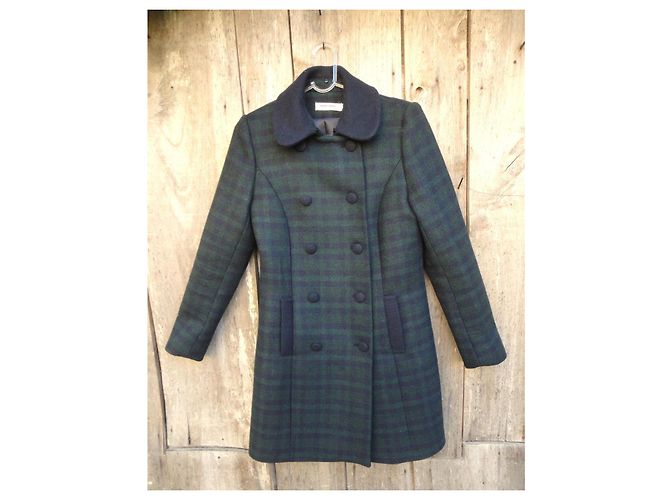 Autre Marque Abrigo de cuadros NAF NAF de lana Verde oscuro Azul oscuro - vista 4