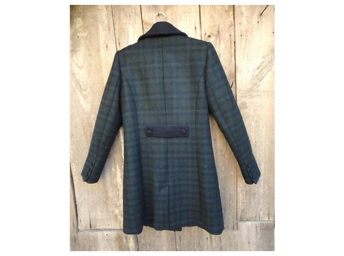Autre Marque Abrigo de cuadros NAF NAF de lana Verde oscuro Azul oscuro - vista 7