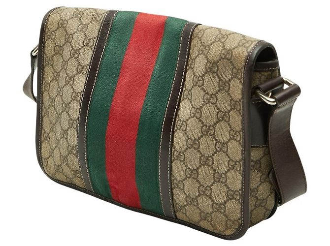 Borsa a tracolla Gucci GG Supreme Sherry Line Marrone Beige - vista 2