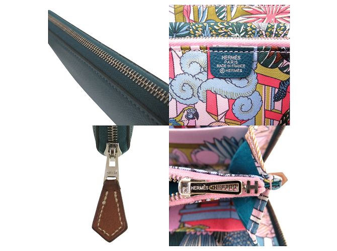 Hermès Azap Long Wallet aus grünem Epsom-Leder - Ansicht 7