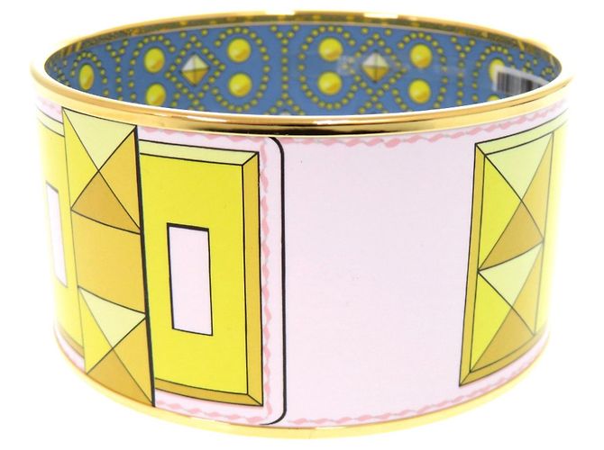 Hermès Hermes EMAGLE GM Collier de Chiens Bangle Rose Bleu Jaune - vue 5
